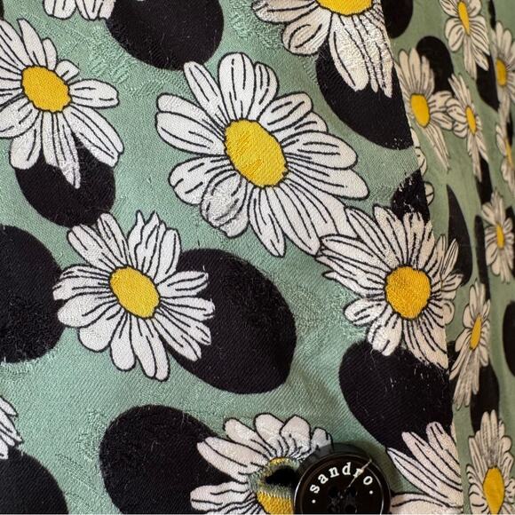 Sandro Divine Green Daisy Polkadot Playsuit Romper 36 / 2-4 / S - Picture 12 of 14